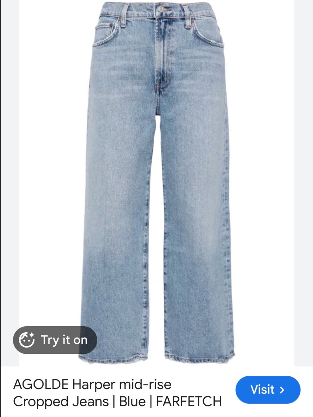Agolde Light Blue Harper Wide Leg Jeans
